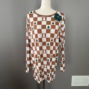 Little Sleepies Brown and White Checkered Top